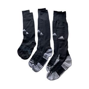(3) pair of tall black adidas soccer socks - L
